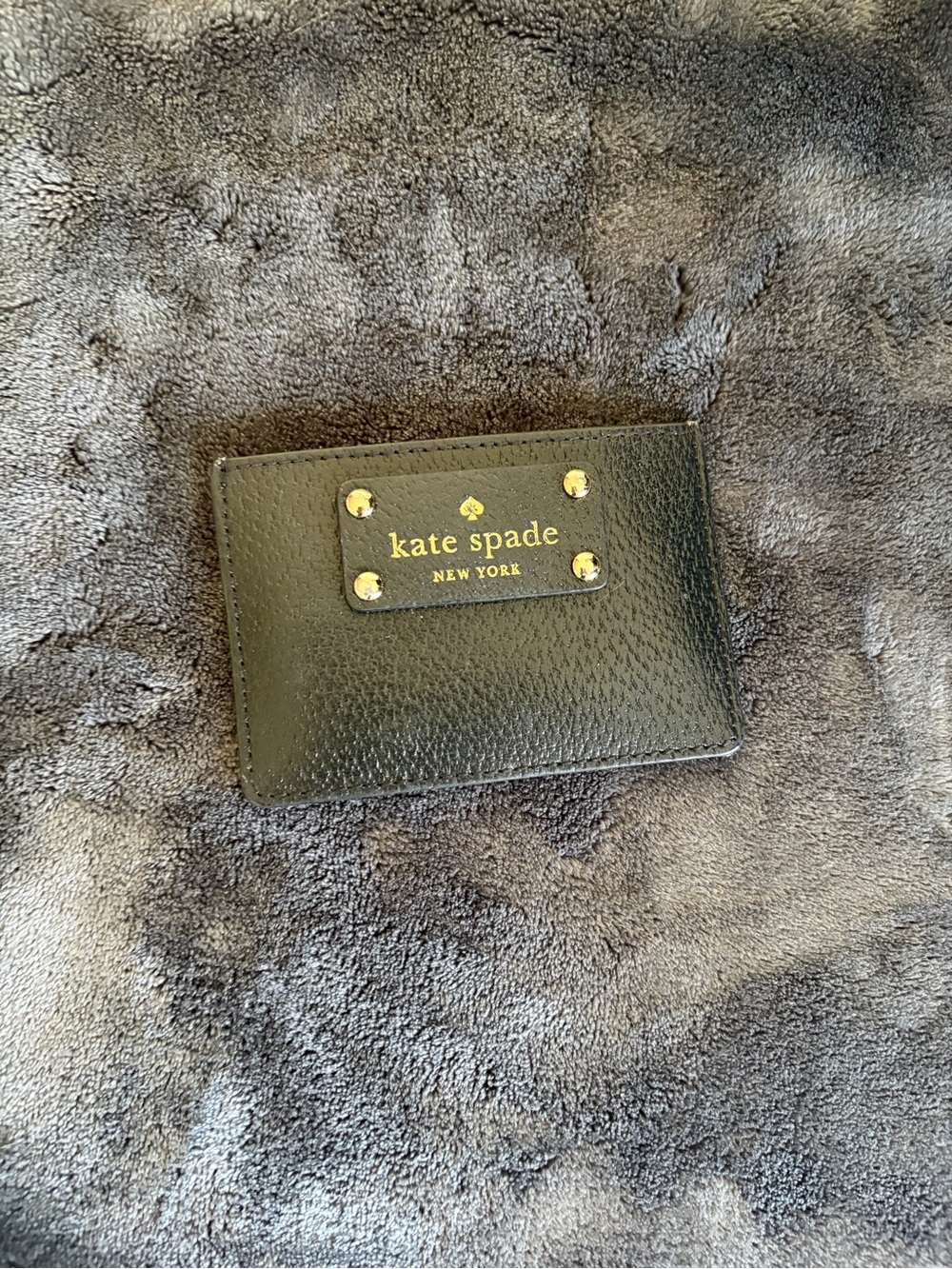 kate spade Black Leather Card & Key Holder with Gold Accents